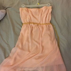 Pastel Pink - Strapless High-Low Dress
